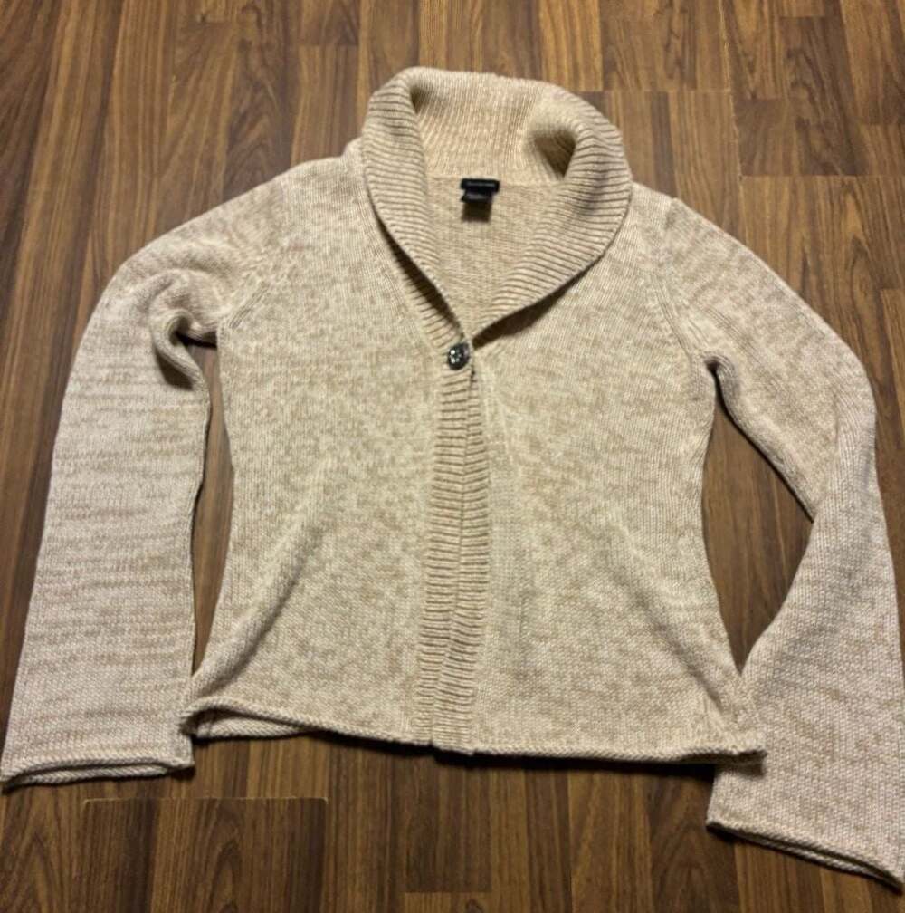 Calvin Klein Jeans Shawl Collar Single Button Knit Cardigan Sweater, Size Large